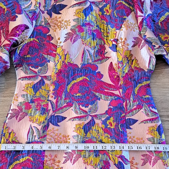 NWT SELECTED FEMME Jonnie Balloon-Sleeve Floral Jacquard Dress - Picture 5 of 7